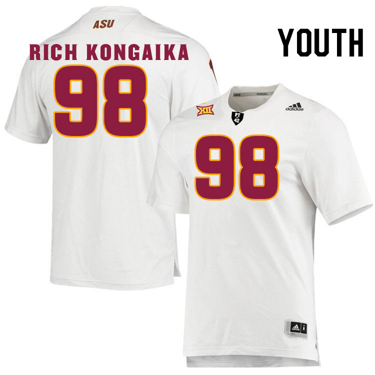 Youth #98 Jacob Rich Kongaika Arizona State Sun Devils College Football Jerseys Stitched-White